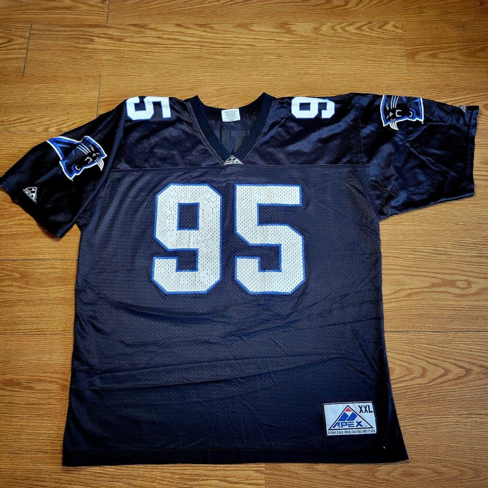 Vintage Men's Apex One Carolina Panthers Football Jersey NFL Size XXL Black 95